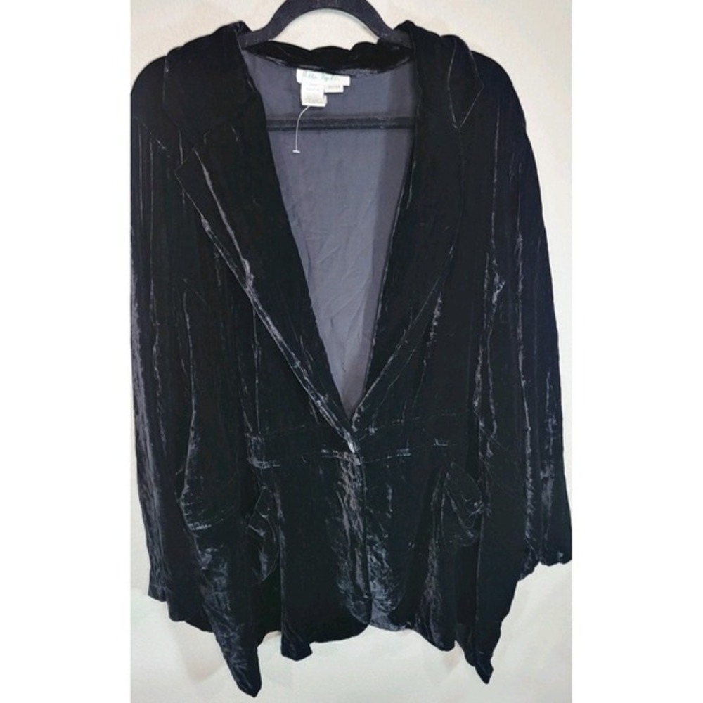 Ulla Popken Black Velvet Look Relaxed Fit Blazer Jacket‎ 32/34